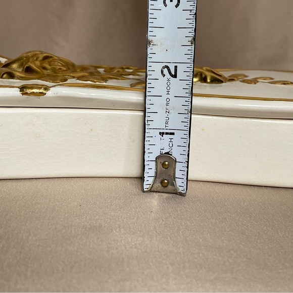 Vintage Jamar Mallory Ceramic Trinket Jewelry Box Gold Trim Roses - Picture 15 of 15